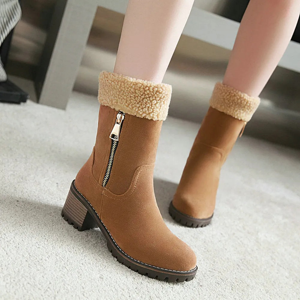 A pair of waterproof snow boots with a plush lining, shown in one of the available colours.