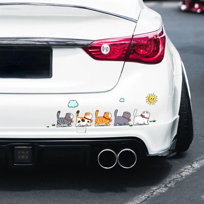 Waterproof PVC car sticker showing five climbing cats design for vehicle decoration