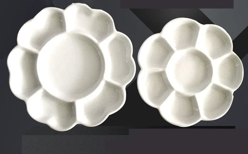 White ceramic plum blossom painting palette for watercolour acrylic and oil artists