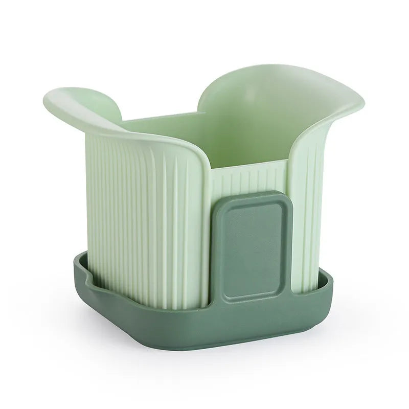 Green multi-functional vegetable chopper with stainless steel blades for French fries and onion dicing