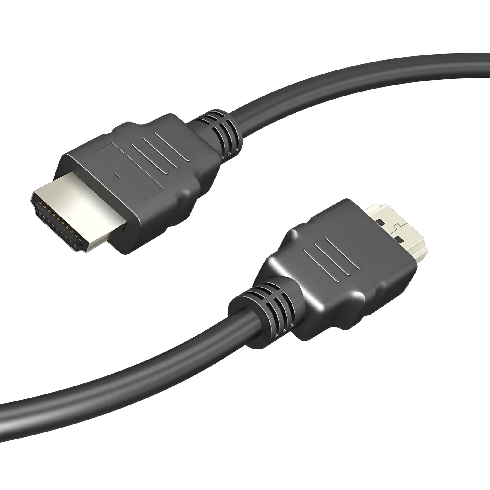 Black HDMI cable with nickel-plated connectors for set-top box connection