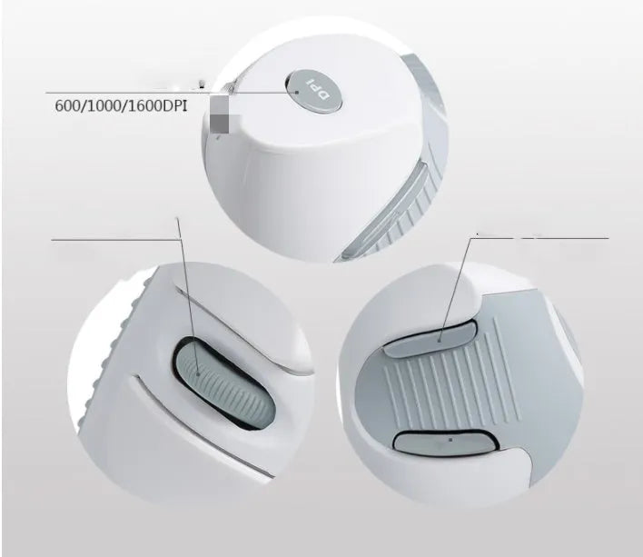 Black and white M618 wireless vertical ergonomic computer mouse on a desk.