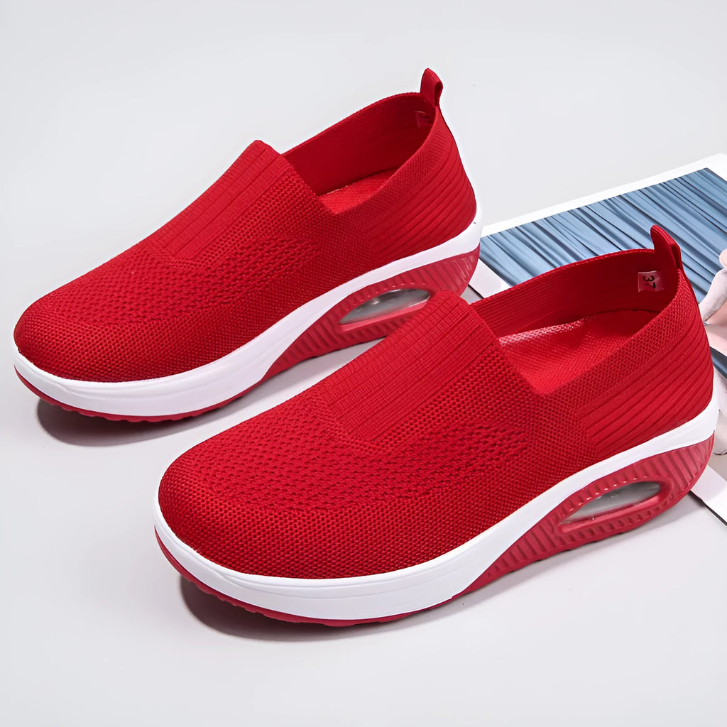 Women's casual running shoes with mesh upper and air cushion midsole in multiple colour options
