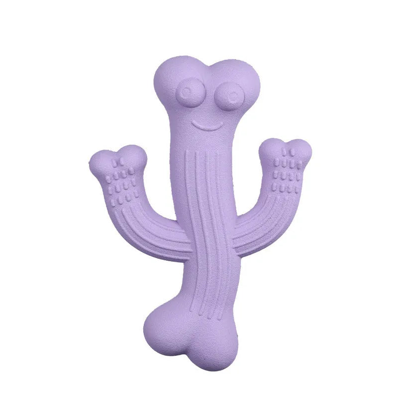 Cactus-shaped dog chew toy in bamboo fibre and rubber available in small and large sizes