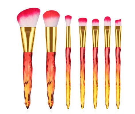 10 clear crystal diamond shank foundation brushes with artificial fibre bristles in choice of colours