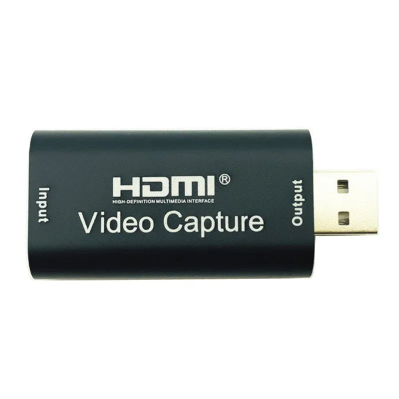 USB 3.0 HD video capture card with HDMI and USB connectors, black, 63.8x28x12.8mm
