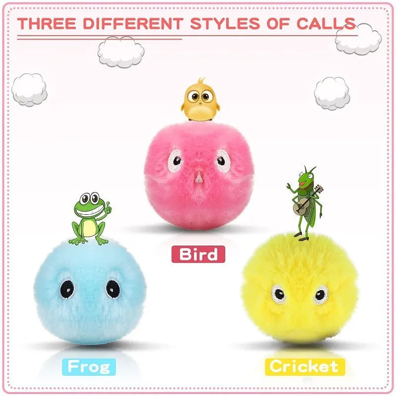 Colourful interactive cat toy ball that makes animal sounds when touched by pets