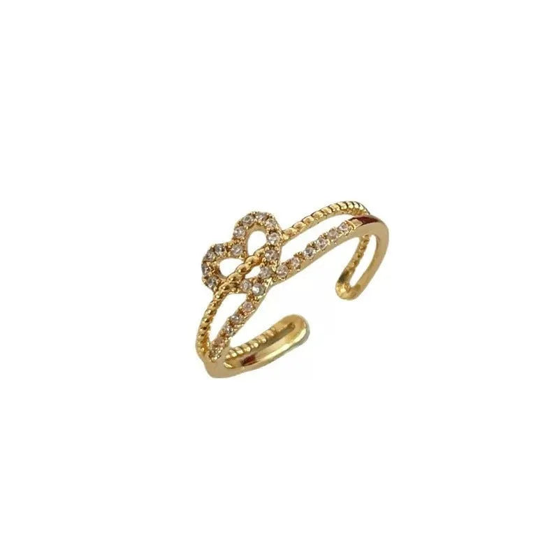 Love ring women copper electroplated geometric Korean style gold and white colours