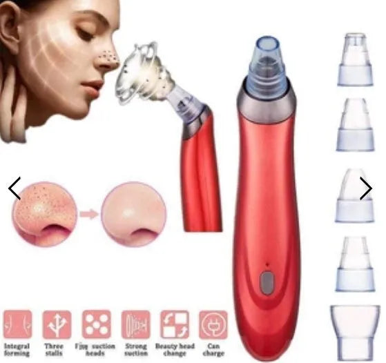 Electric blackhead remover pore cleaner device with multiple nozzle attachments