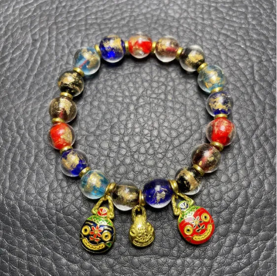 Glass geometric bracelet with ancient French glaze finish in one of six colour options