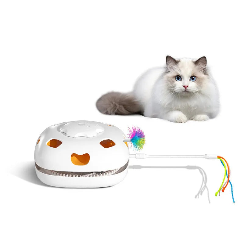 Plastic cat self-hi relief toy in picture colour with dimensions 19.8cm by 11.5cm by 19.5cm