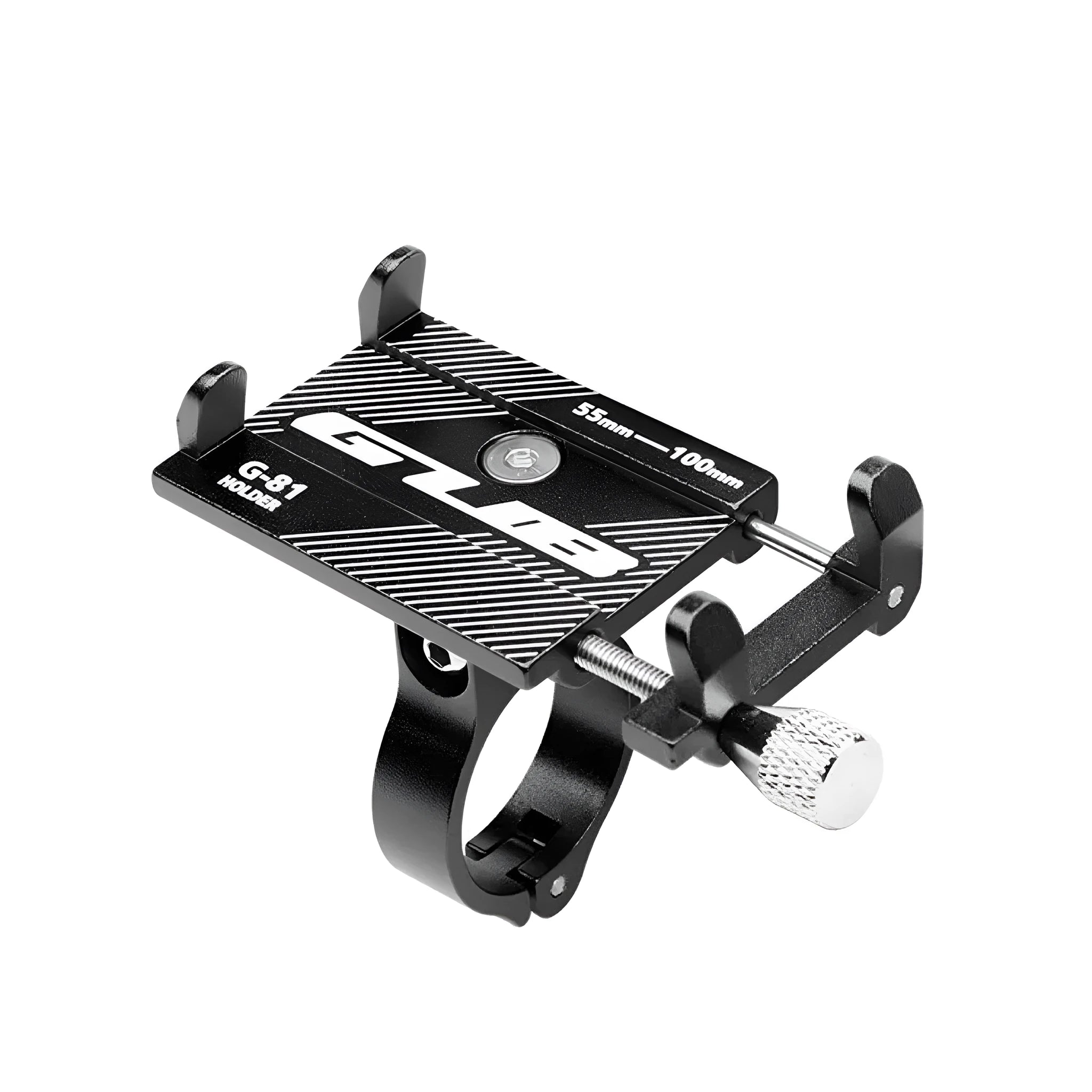 Aluminium bicycle phone holder with 360-degree rotation on handlebar