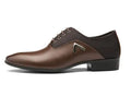 Men's black Oxford-style lace-up shoes with a low upper and rubber sole for business casual wear.
