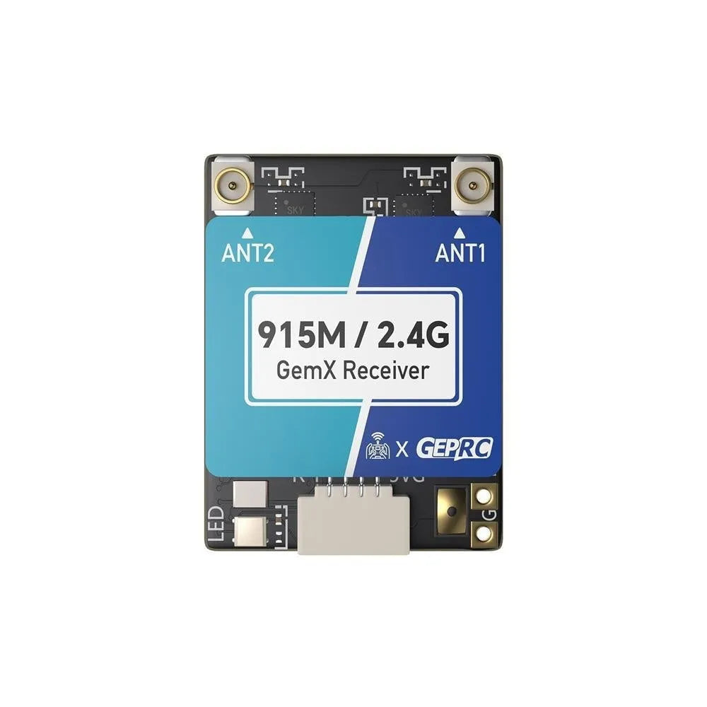 ELRS dual-frequency FPV receiver kit with T-shaped antennas and metal construction for drones