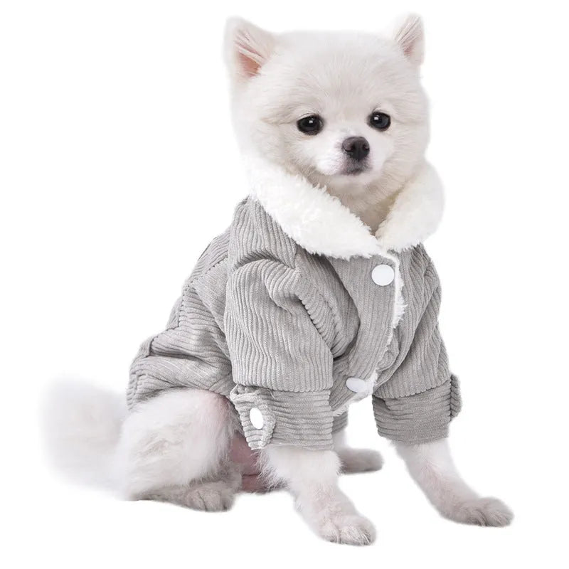 Lambswool fleece-lined vest for dogs and cats in grey or pink, sizes XS to XXL