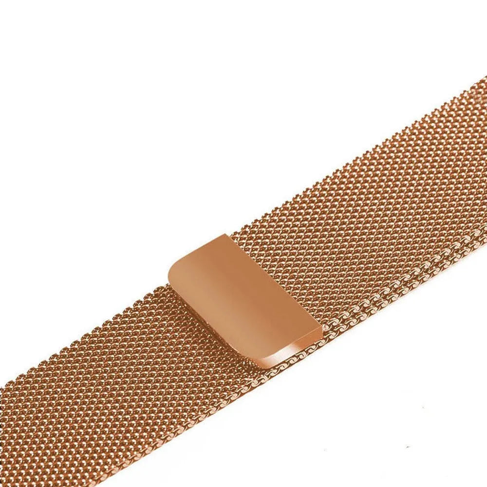 Stainless steel watch strap in silver, shown fitted to a watch with 42mm case.