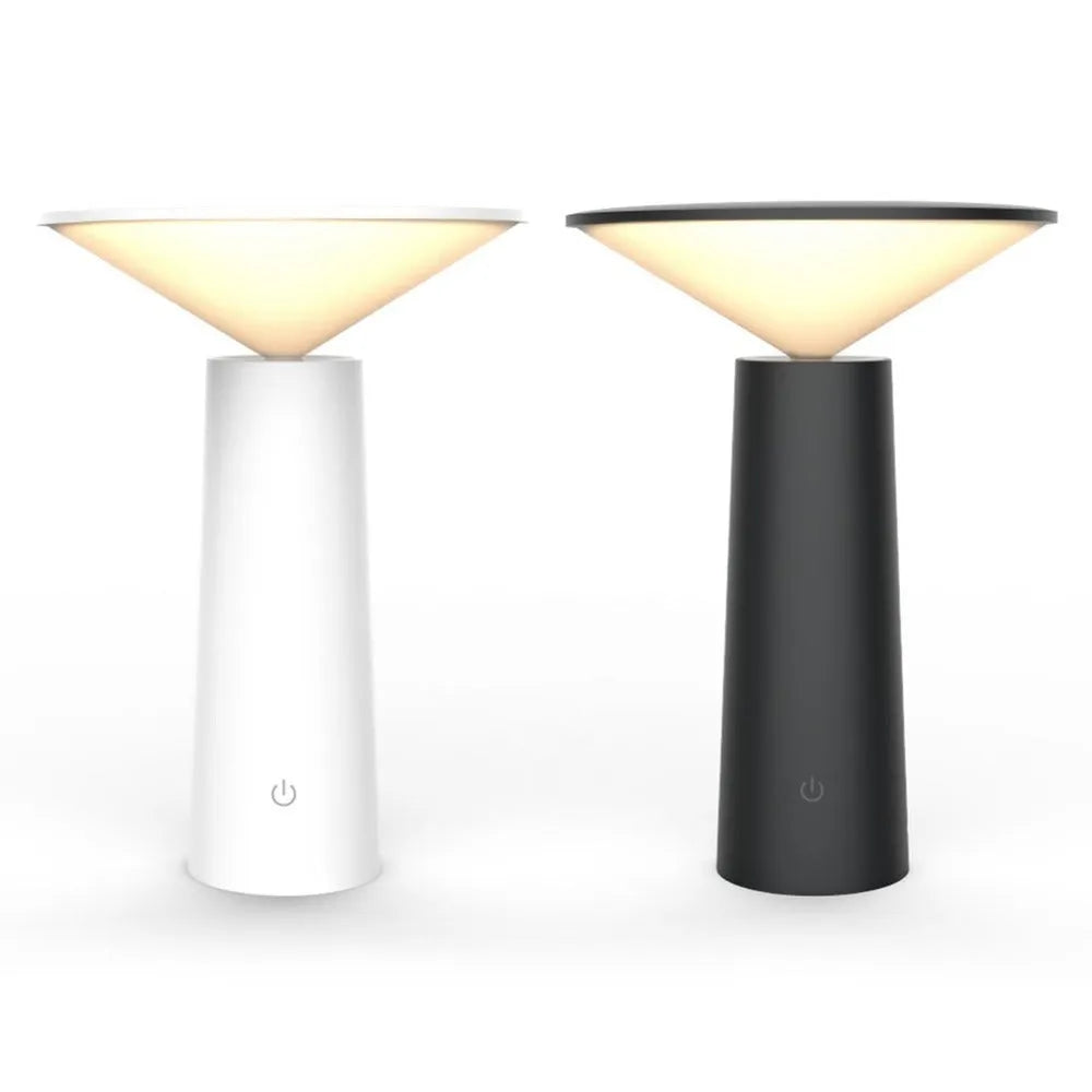 Black or white USB rechargeable LED desk lamp with touch sensor and adjustable flip head