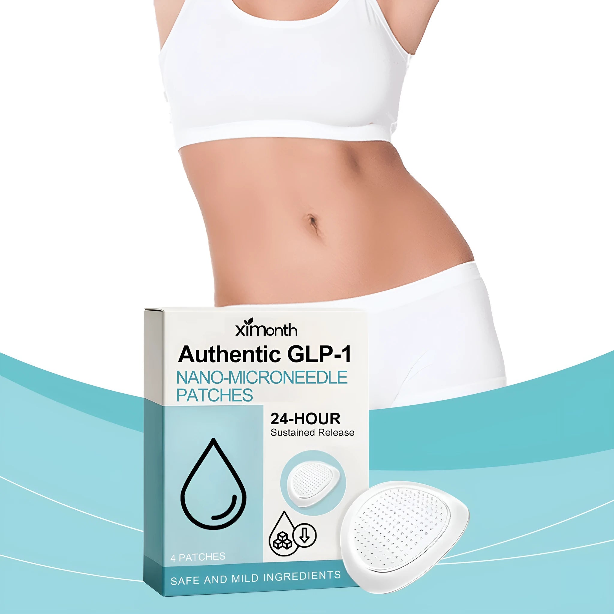 Pack of four slimming microneedle skin firming patches for body nursing care.