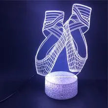 Ballet dancing shoes 3D LED night light with remote control showing multi-colour illumination