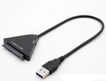 Black USB 3.0 to SATA adapter cable with 7+15 pin connector and separate power line for hard drives