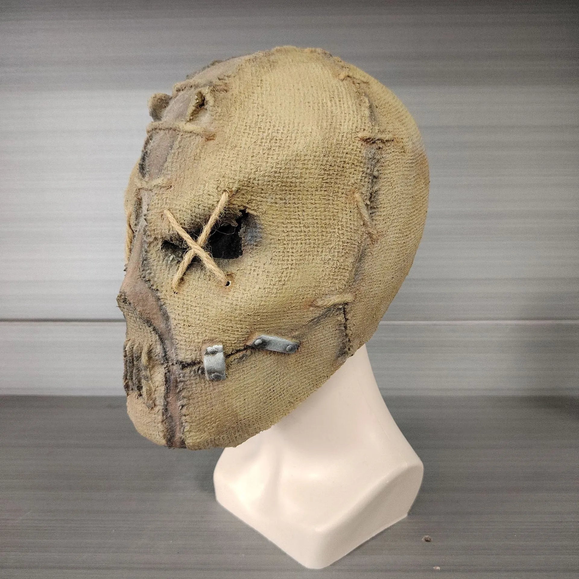 Latex scar skull mask head cover for DIY Halloween costumes, shown from the front.