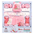 Newborn padded baby clothes multi-piece set in cotton fabric with pink Radish Rabbit pattern