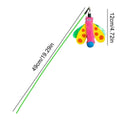 Blue, yellow, and pink cat wand toy with dragonfly bell teaser on a 49cm stick.
