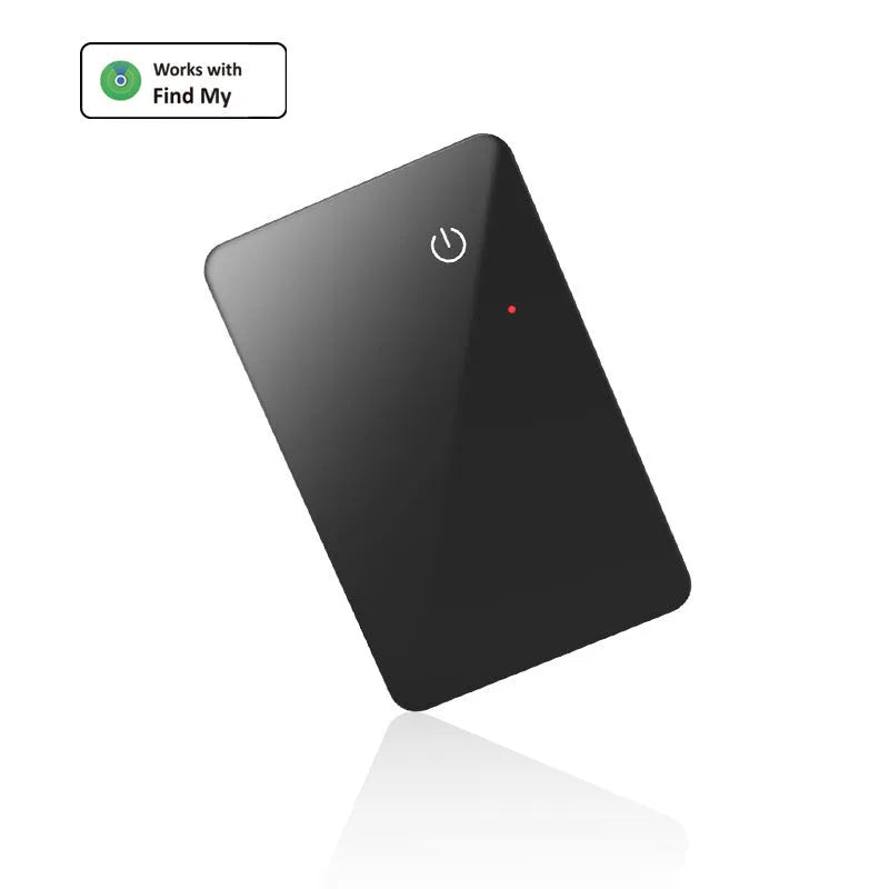Black ABS and glass wireless charging pet tracker with NFC card design and hanging hole