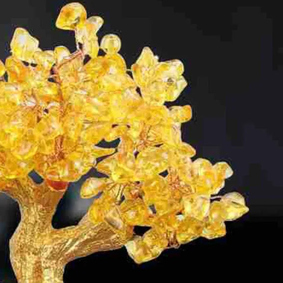 Citrine small water turtle money tree Feng Shui ornament with Chinese style animal modelling