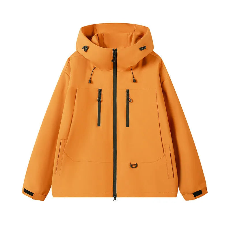Dopamine three-proof outdoor couple's windbreaker in slim fit solid colour with zippered pocket, polyester lining, available in multiple colours