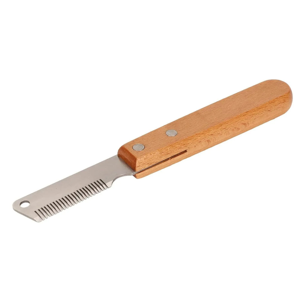 Pet stripping comb grooming tool with wood handle for cats and dogs