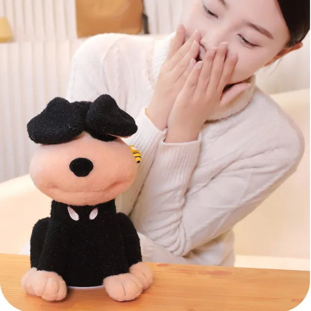 Electric puppy bee plush toy singing wagging tail 25cm USB rechargeable baby sensory development