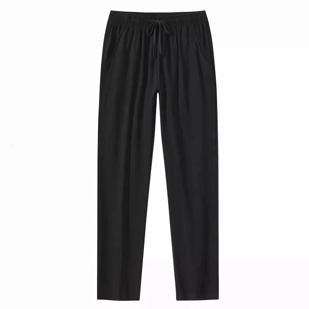 Men's cotton and linen loose casual beach trousers in solid colours