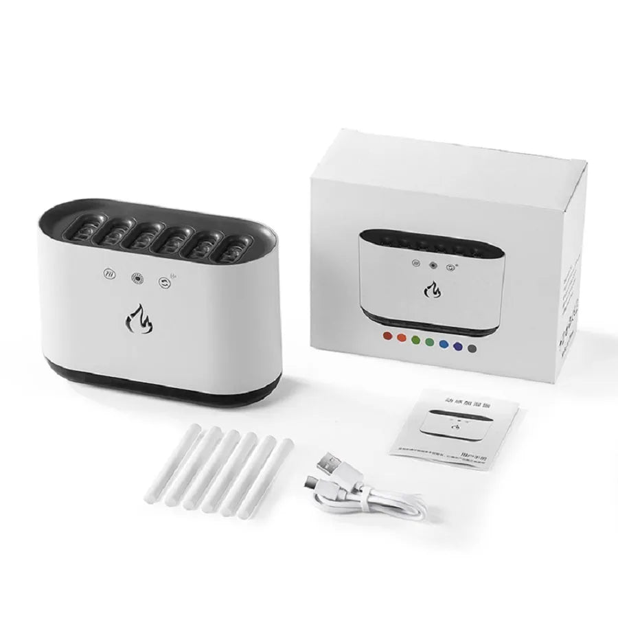 White large-capacity household humidifier with colourful LED light and mist output.