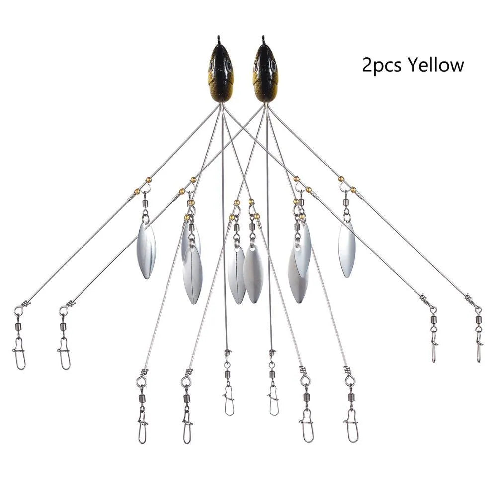 Bassdash umbrella fishing lure rig with 5 swivels and rotating metal sequins