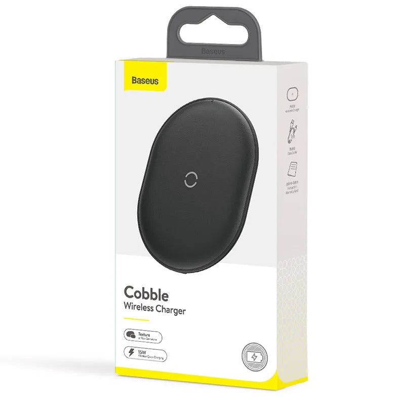 Baseus rough 15W wireless charging pad in black or white colour with LED indicator