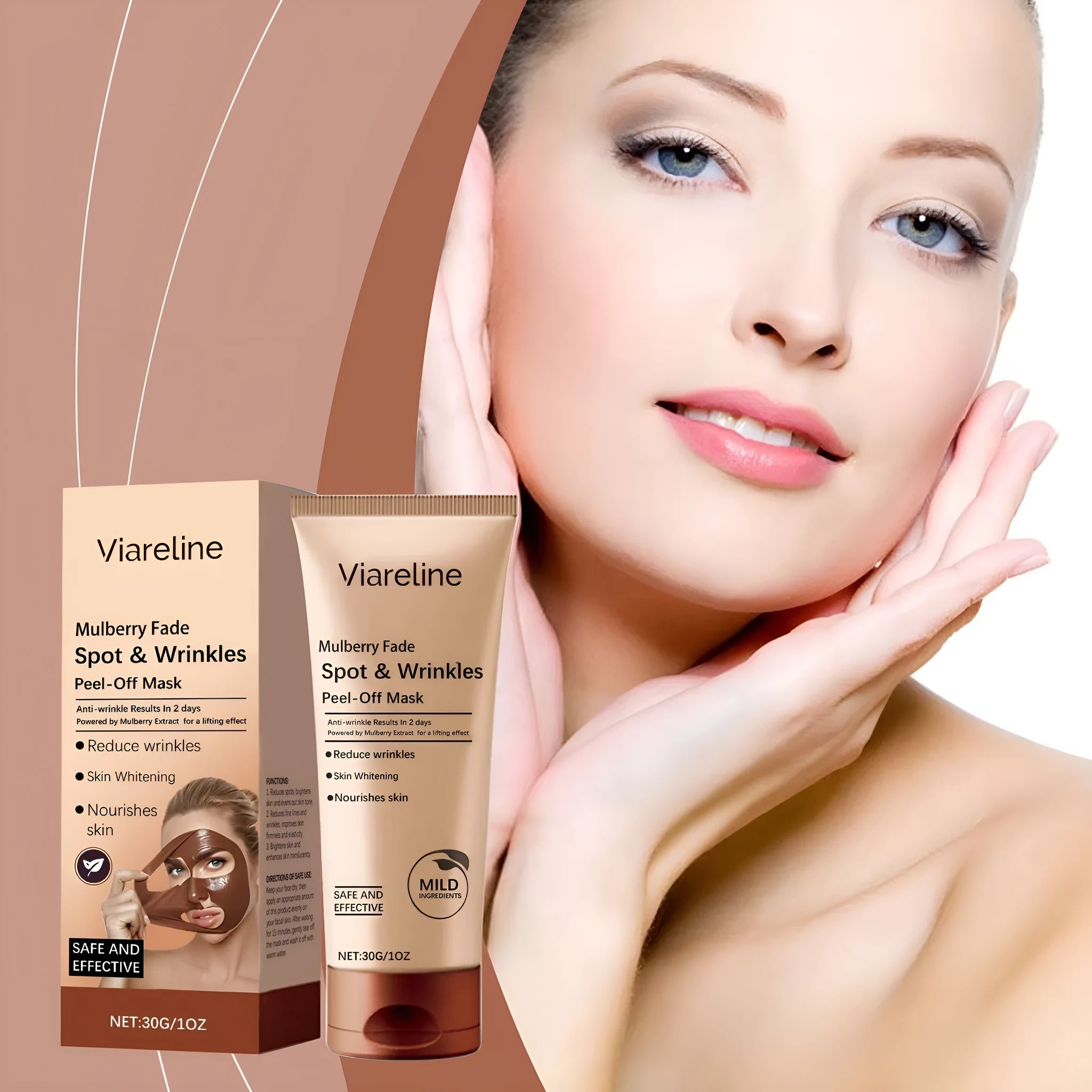 30g wrinkle-fading facial mask with collagen and botanical extracts.