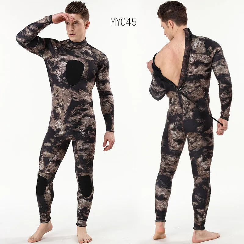 3mm neoprene camouflage diving wetsuit for men for cold water swimming and wading