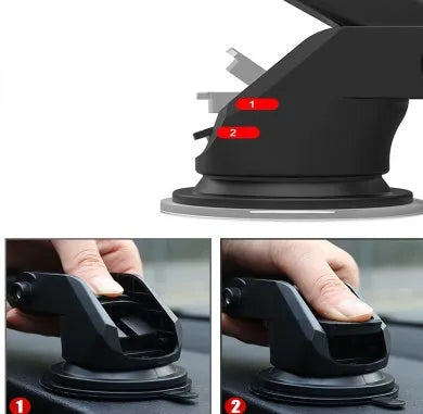 Universal telescopic car phone holder with adjustable long rod mounted on car dashboard