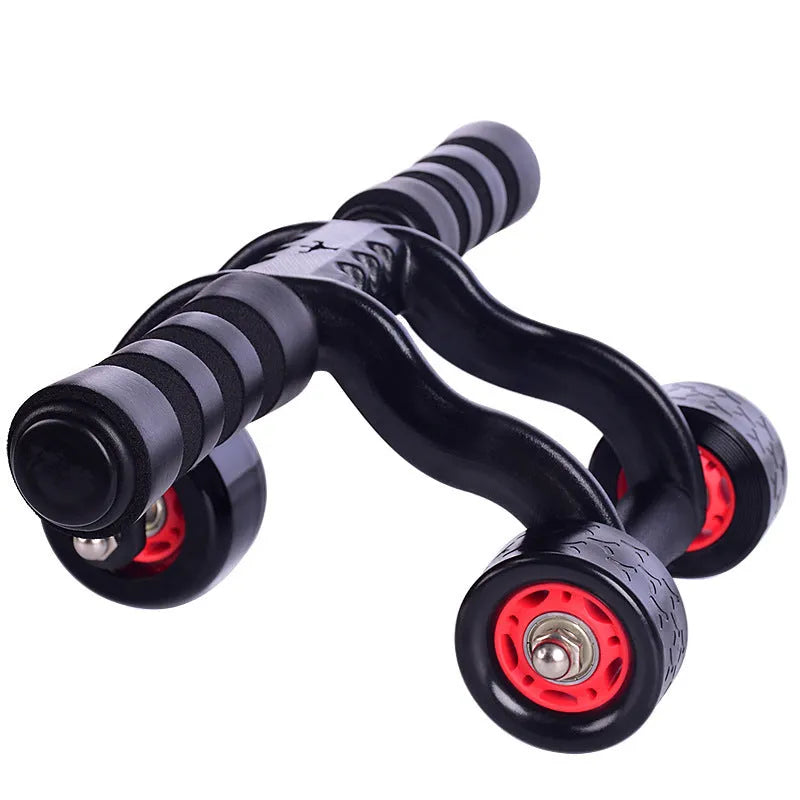 Three-wheel abdominal wheel with brake plate and foam handle for home fitness