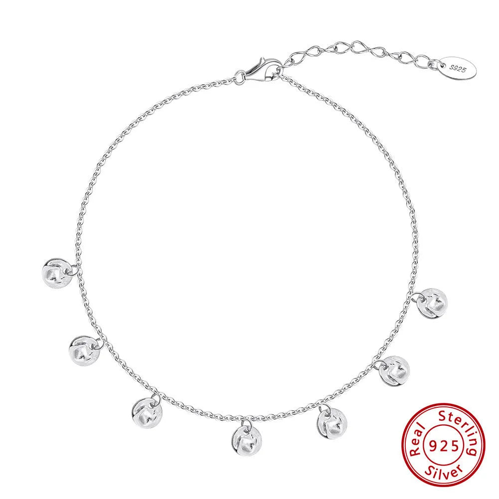 Women's S925 silver geometric round anklet with Han style design, available in gold or platinum plating