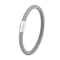 Men's titanium steel wire bracelet with a magnetic clasp, shown in a geometric design.