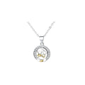 Copper sun and moon couple necklace with electroplated finish on a cross chain.