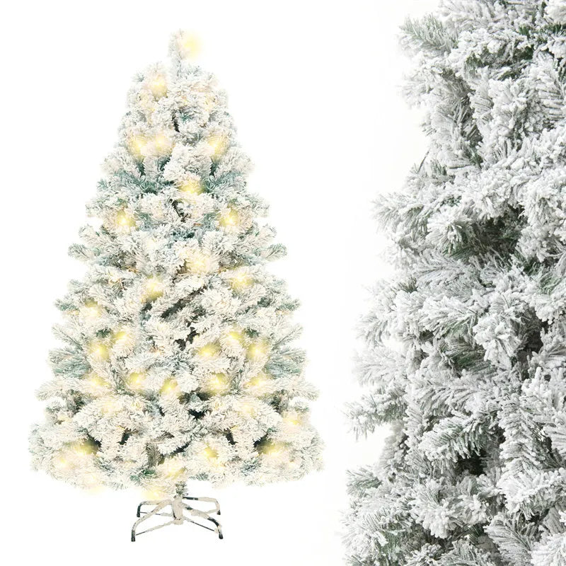 PVC artificial Christmas tree with snow effect and metal stand in 180cm or 230cm heights