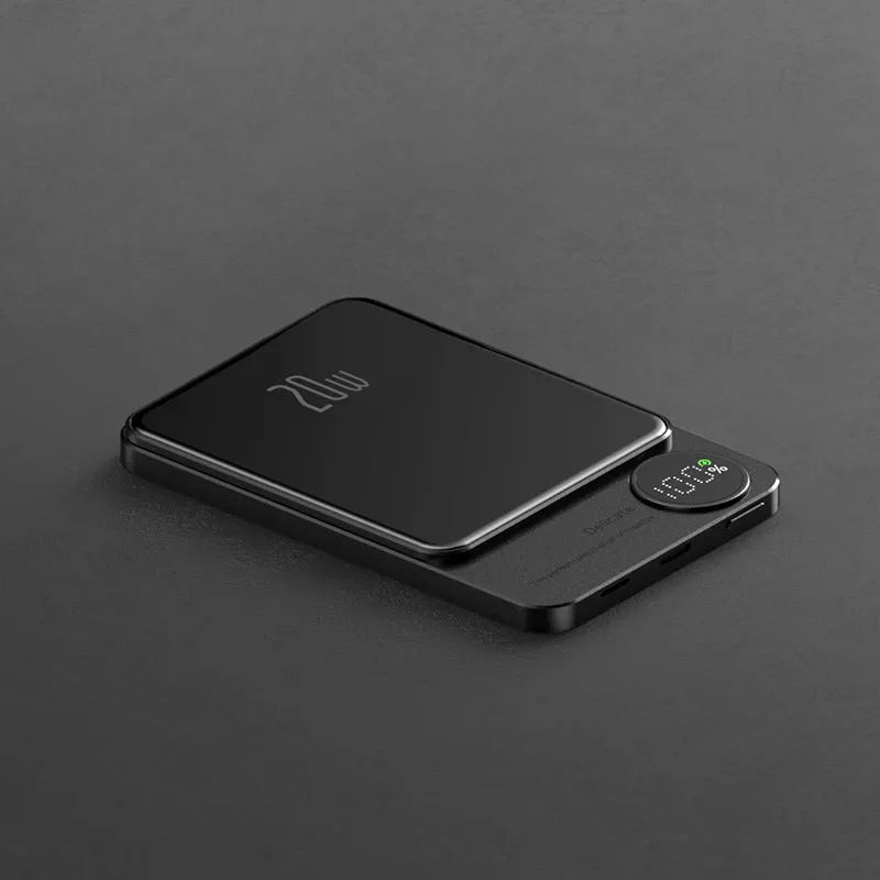 Magsafe magnetic wireless power bank for iPhone 14 in aluminium housing with capacity options