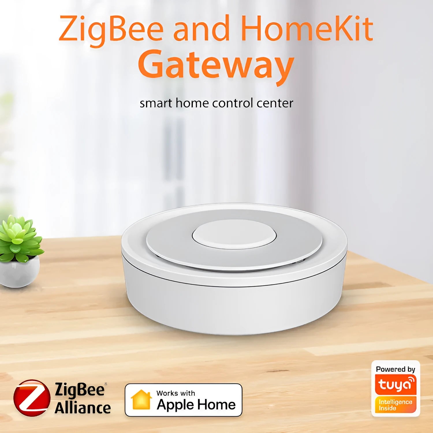 White square ZigBee smart home gateway with USB power port