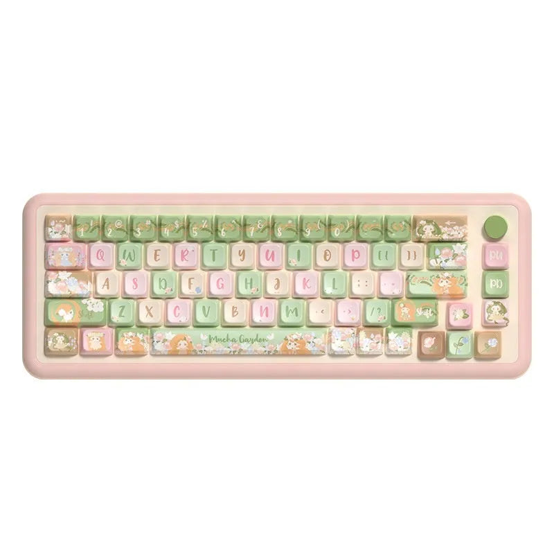MX Garden mechanical keyboard keycap set showing Summer Garden colour pattern with sublimation printed graphics