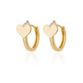 Women's heart-shaped stainless steel stud earrings with zircon love detail in silver tone.