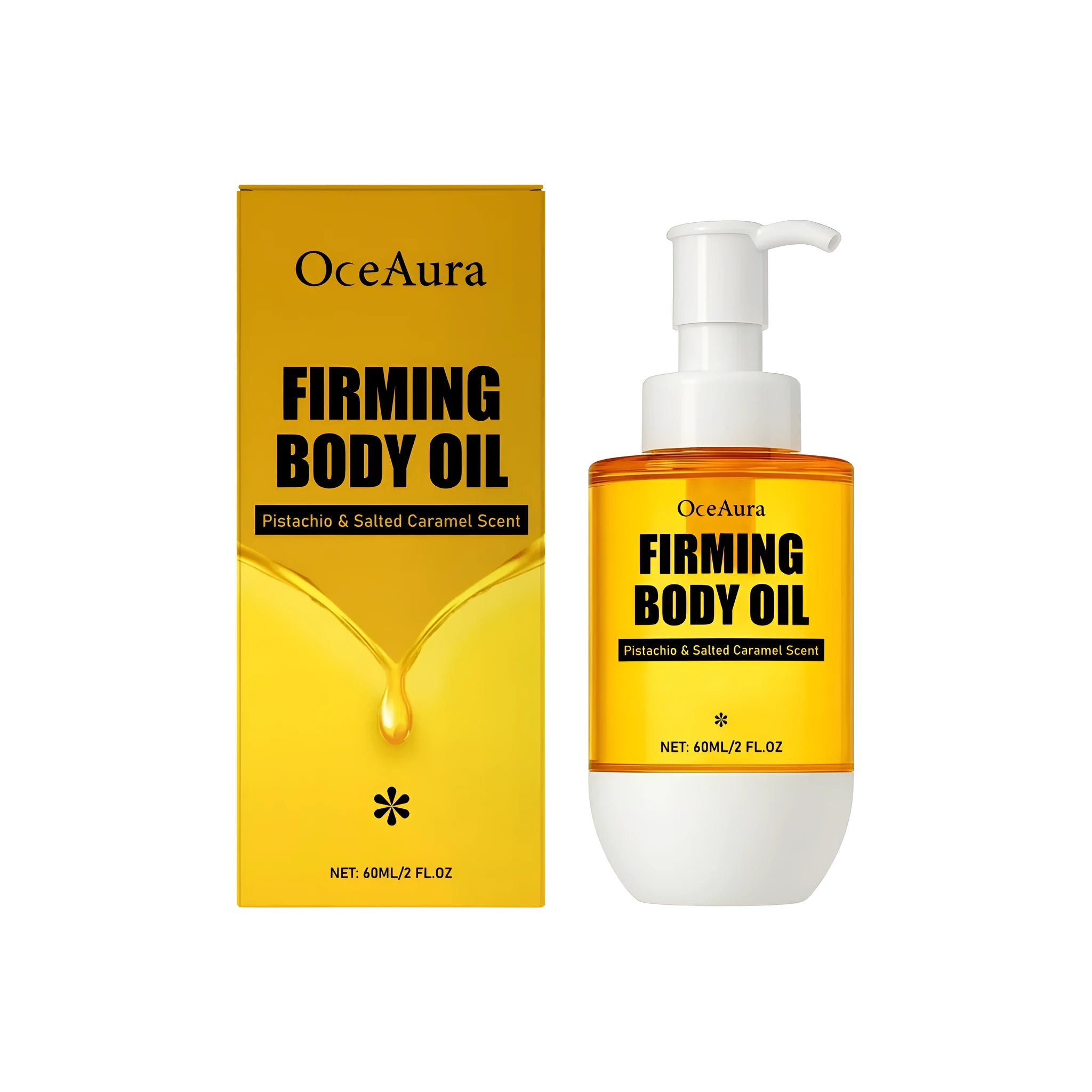 60ml bottle of tightening body oil with glycerin and pistachio seed oil
