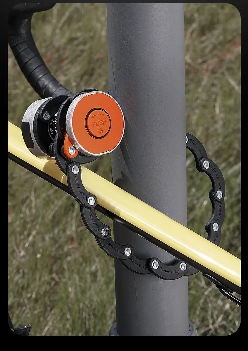 Black bicycle anti-theft fliplock for water bottle cage security with folding lock design